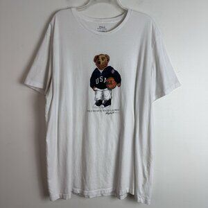 Ralph Lauren White Short Sleeve Tee with Bear Graphic
